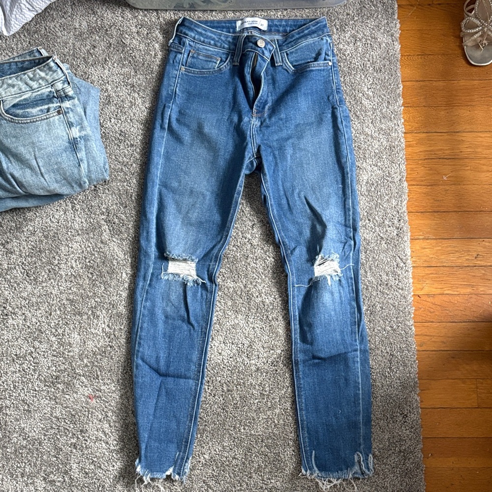 Just Black Denim Distressed Blue Jeans